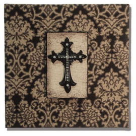 10" x 10" Burlap Plaque with Cross