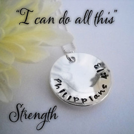 STRENGTH Philippians 4:13 Sterling Silver Necklace