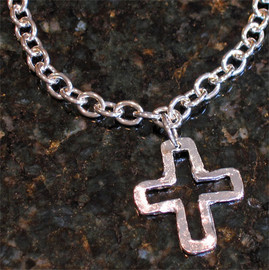 Handcast Silver Open Cross Necklace