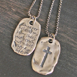 'Saved' - John 3:16 Sterling Silver Tag