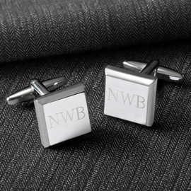 Modern Square Cuff Links with Initials