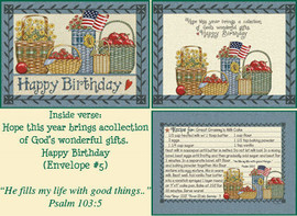 Recipe Birthday Card - Baskets w/Flag