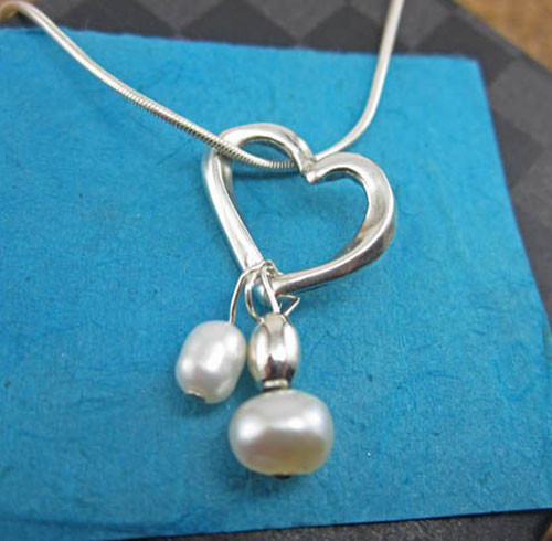 Unending Love Sterling Silver Necklace with Pearls