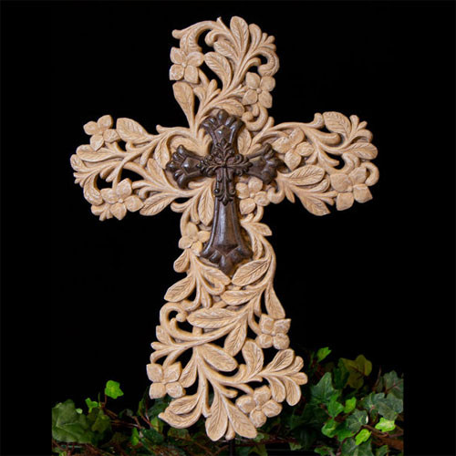 Carved 14" Resin Cross