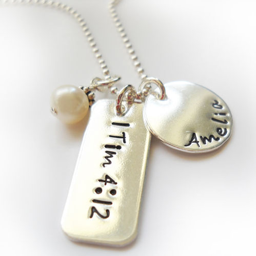 1 Timothy 4:12 Tag with Name Disc and Mother of Pearl