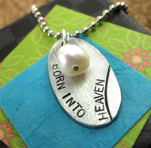 Born into Heaven Necklace in Pewter