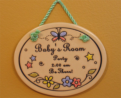 'Baby's Room Party' Ceramic Scripture Wall Hanging