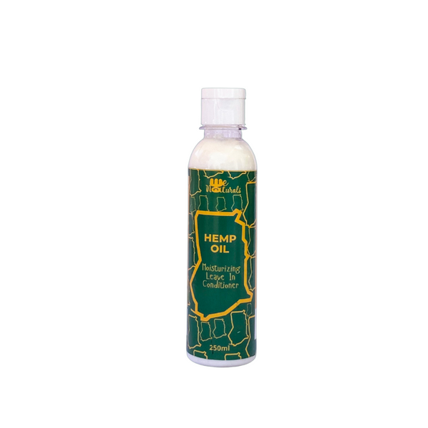 We Naturals Moisturizing Leave In Conditioner infused with hemp and coconut oil leaves hair feeling soft and manageable whiles reducing frizz.