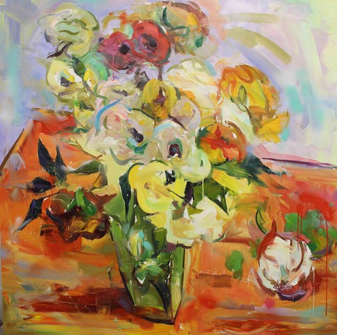 Flowers with Orange Table