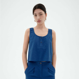 Justine Top - Cobalt Seersucker Justine Top - Cobalt Seersucker