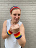 who can take this lesbian on with her rainbow wrist and head band from austin texas