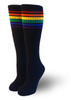 black rainbow thigh high tube pride socks