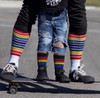 love matching my rainbow socks with my son.