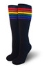 black knee high rainbow socks