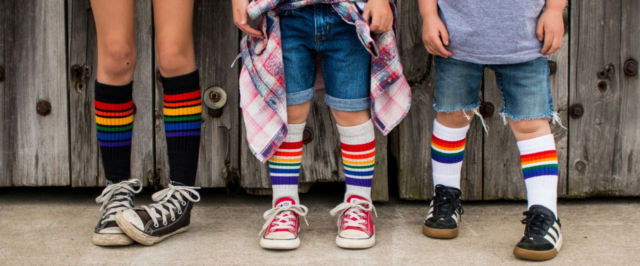 Rainbow Knee Socks  Striped Pride Socks for Women - Cute But Crazy Socks