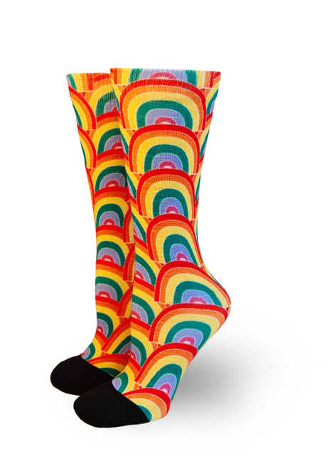 no matter what the storm is, you will always find a rainbow to cheer you up and to show there is always hope in the end.  Pride Socks rainbow galore socks are the perfect calm to show off what we need.