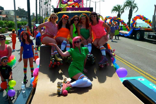 Colorful thigh-high pride socks celebrating queer identity in style Colorful thigh-high pride socks celebrating queer identity in style