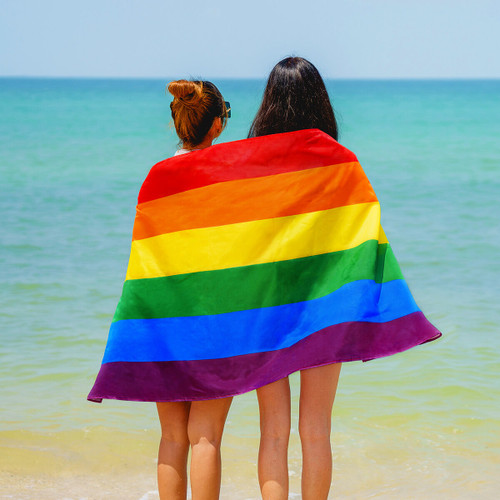 Rainbow beach towel from Pride Socks
