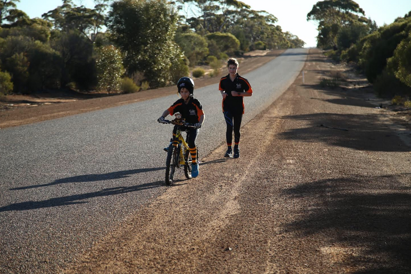 ...when my little brother walked my Marathon with me!