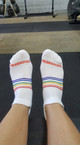 wear rainbow striped no show pride socks to impress your feet.