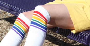 Over The Knee Novelty Rainbow Socks