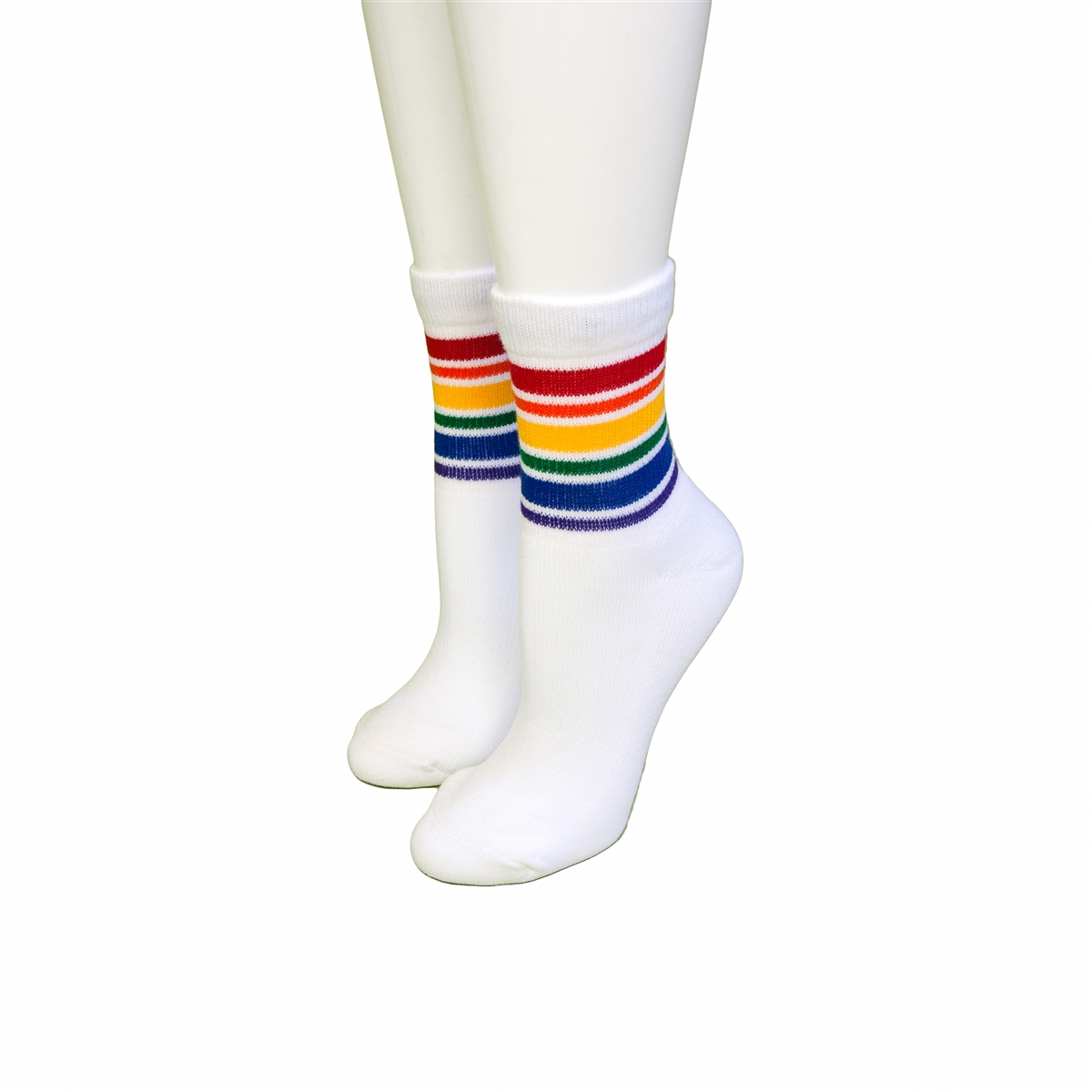 Adult Knee High Socks, White/Rainbow, One Size, Wearable Accessory for Pride