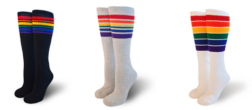 White with Classic Rainbow Stripes Tube Socks-TS-17