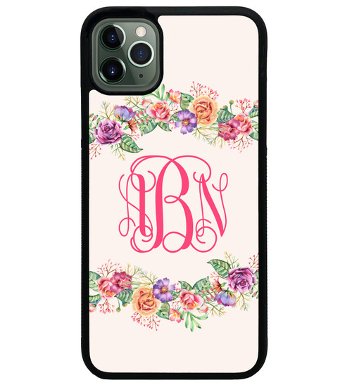 iPhone 11 Case Floral Wreath Monogrammed