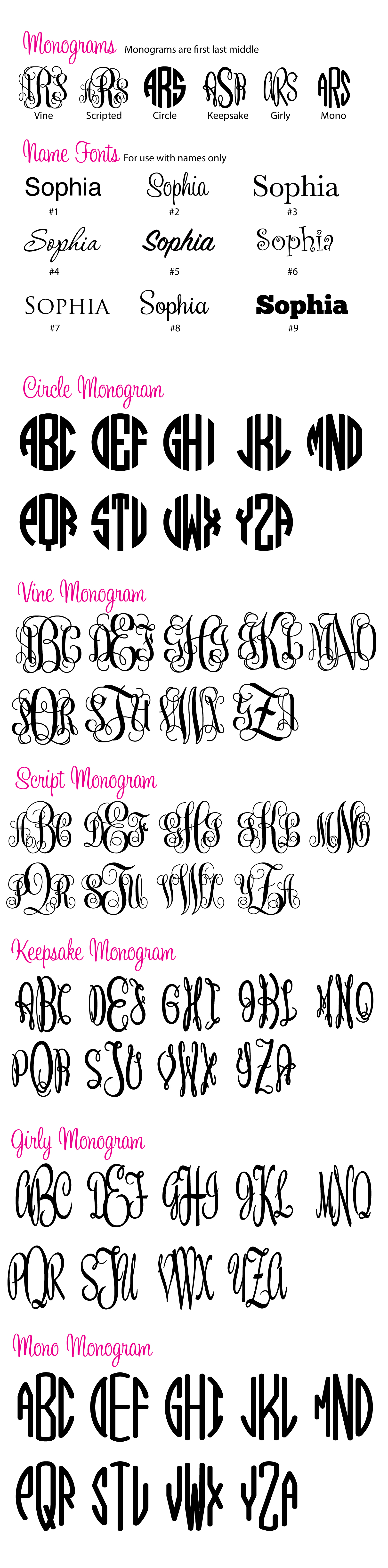 font names for monogram