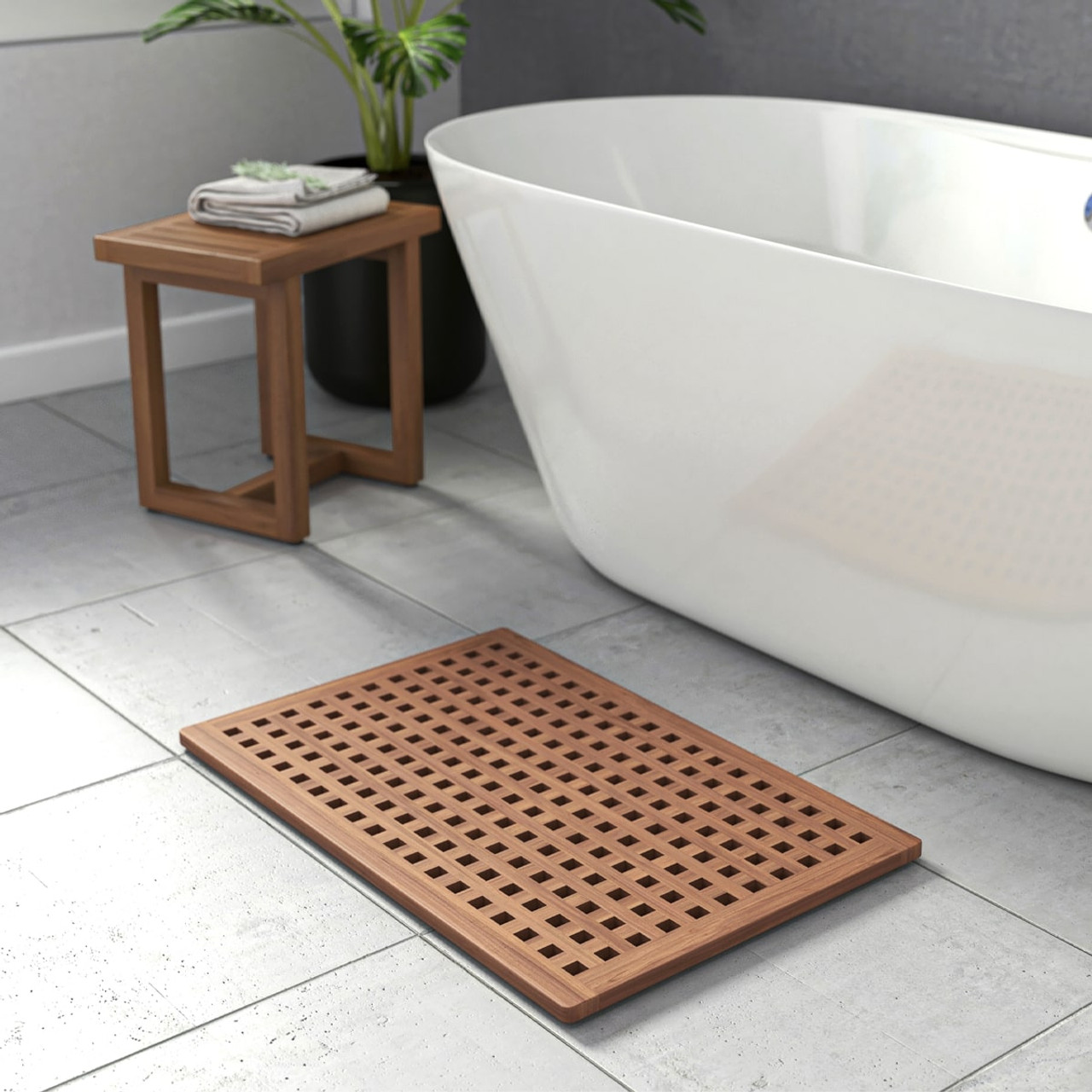 Teak shop bathroom mat