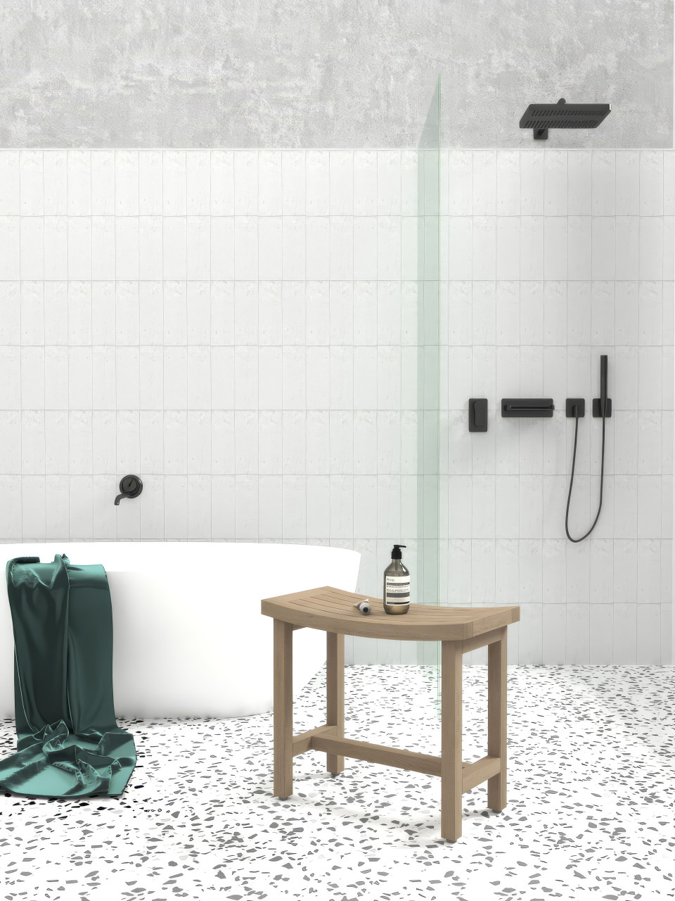 Patented 24" Sumba-Mist Lotus Teak Shower Bench with Elevated Height