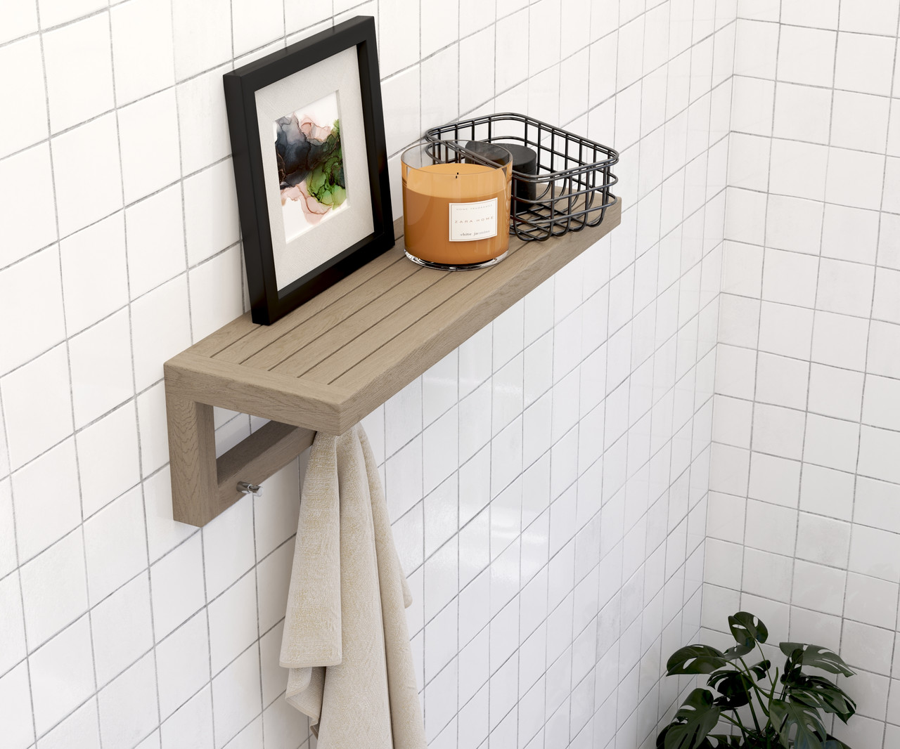 30 Moa Mist Wall Shelf Hooks Teak Bath Stool Accessories