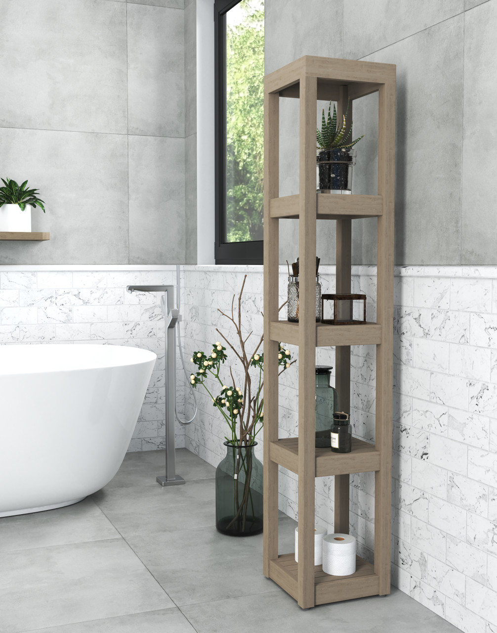 Teak Wood Shelving Unit - Functional Storage Anywhere
