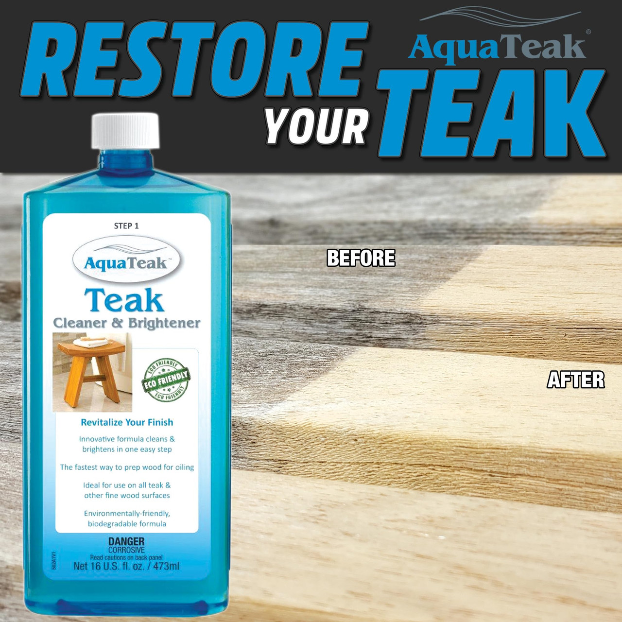 Teak Cleaner & Brightener - Revitalize Your Teak! I AquaTeak