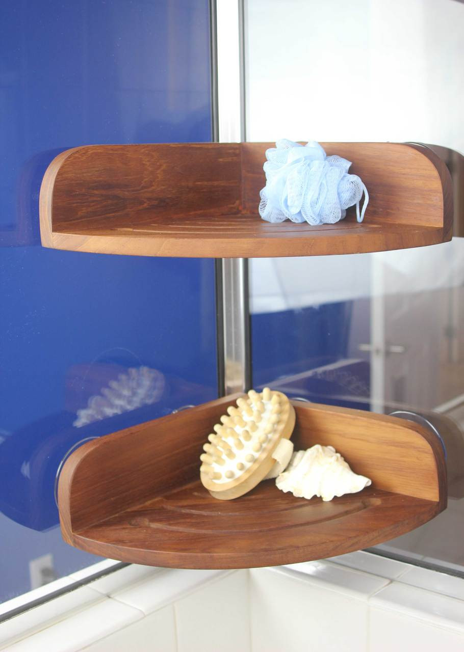 The Original Kai™ Corner Teak Bath Shelf - Luxury Teak Storage I AquaTeak