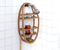 AquaTeak Teak Oil Wood 3-Shelf Hanging Shower Caddy 12.5-in x 5-in
