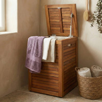 The Original Spa Medium Size Teak Laundry or Storage Hamper thumbnail