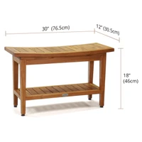 Patented 30" Maluku Teak Shower Bench with Shelf