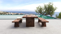 Molu Live Edge Teak Slab Table & Bench thumbnail