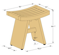 18" Asia Raw Teak Shower Bench