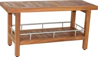 Patented 36" Spa Teak & Stainless Shower Bench with Shelf