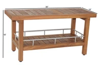 Patented 36" Spa Teak & Stainless Shower Bench with Shelf
