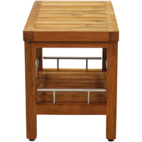 Patented 24" Grate Teak & Stainless Shower Bench with Shelf