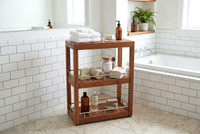 Patented Sula Rectangle Three Tier Teak & Stainless Bath Stand