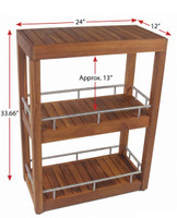 Patented Sula Rectangle Three Tier Teak & Stainless Bath Stand
