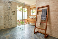 Patented Sula Angled Teak Towel Stand