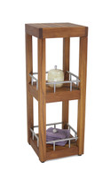 AquaTeak Patented Sula Square Three Tier Teak & Stainless Bath Stand