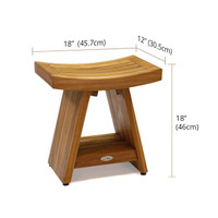 Patented 18" Asia Teak Shower Bench with Shelf
