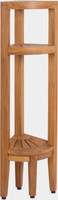 Kai-Petite Two-Tier Corner Teak Bath Stand with Angled Shaving & Washing Foot Rest