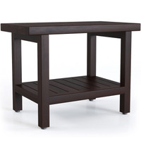 AquaTeak 24" Spa™ Mocha-Shield Teak Shower Bench with Elevated Height & Shelf
